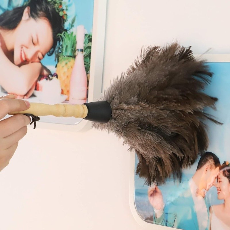 Ostrich Feather Duster W/ Bamboo Handle Portable Dusting Tool Home Office New