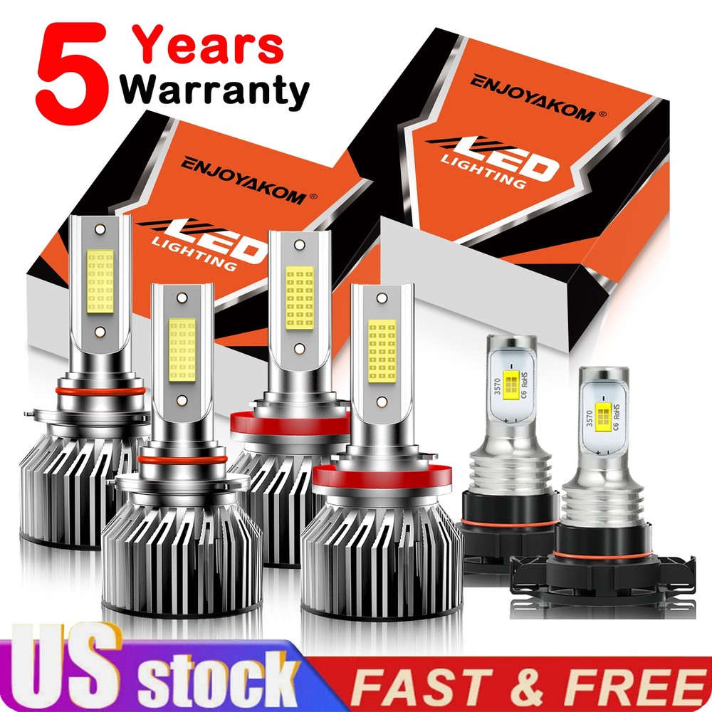 6000K LED Headlights+Fog Light Bulbs Kit For Chevy Silverado 1500 2500 2007-2015