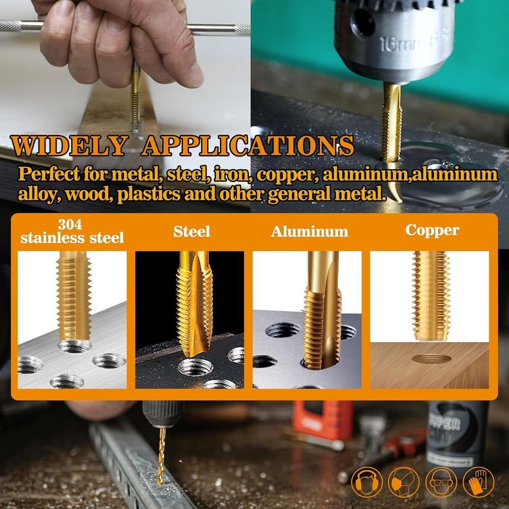 M2 HSS Titanium-Coated Drill & Tap Kit for Metal - 2pcs