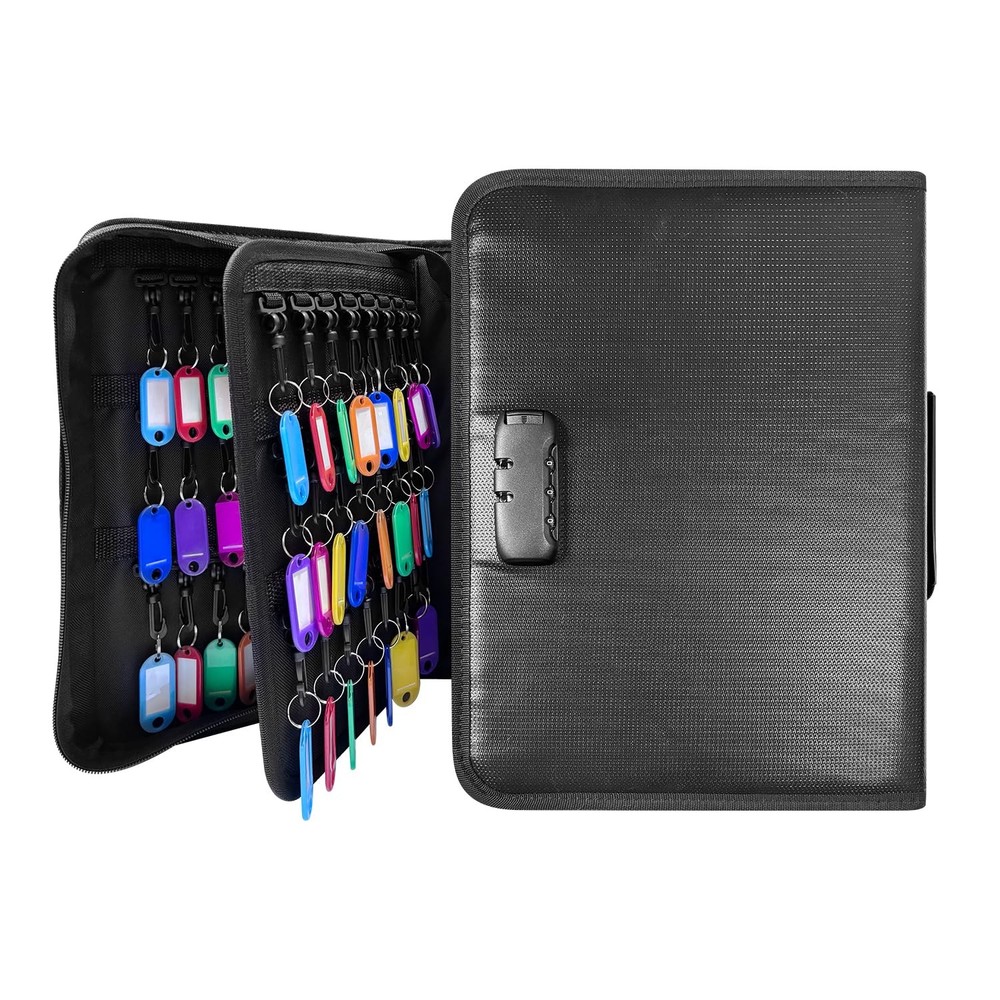 150 Position Key Organizer with Combination Lock, Waterproof Fireproof Zipper...