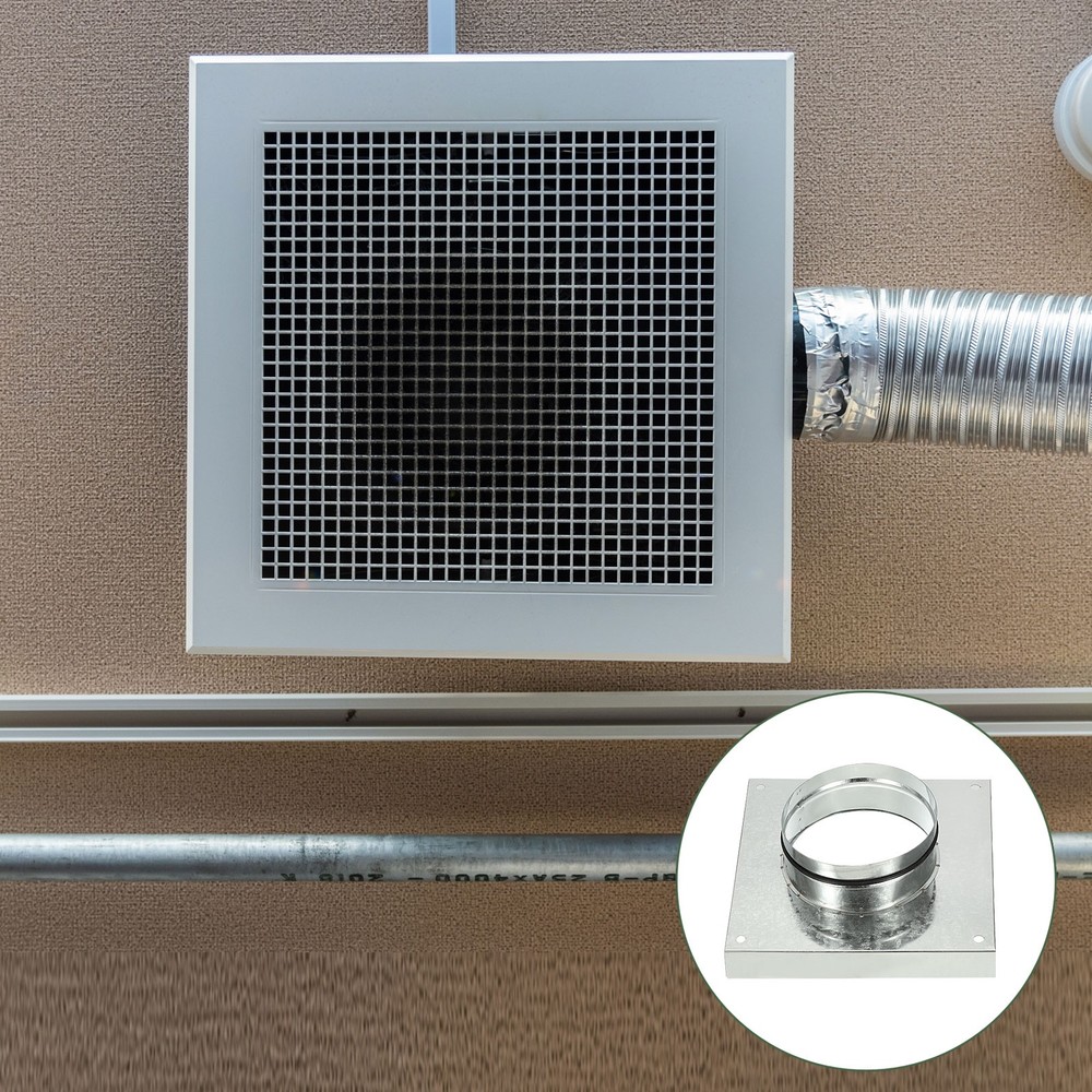 6" Duct Connector Flange with Folded Edge Base Rubber Gasket, Silver Tone