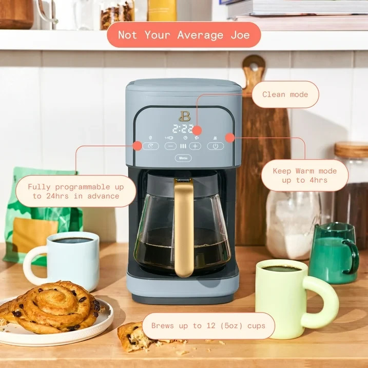 Beautiful 12-Cup Programmable Coffee Maker, Cornflower Blue by Drew Barrymore