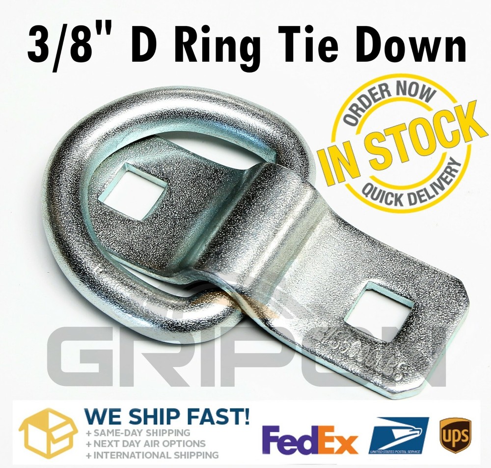 GRIPON 8x 3/8" D Ring Surface Tie Down with 2.5inch Carriage Bolt Hardware