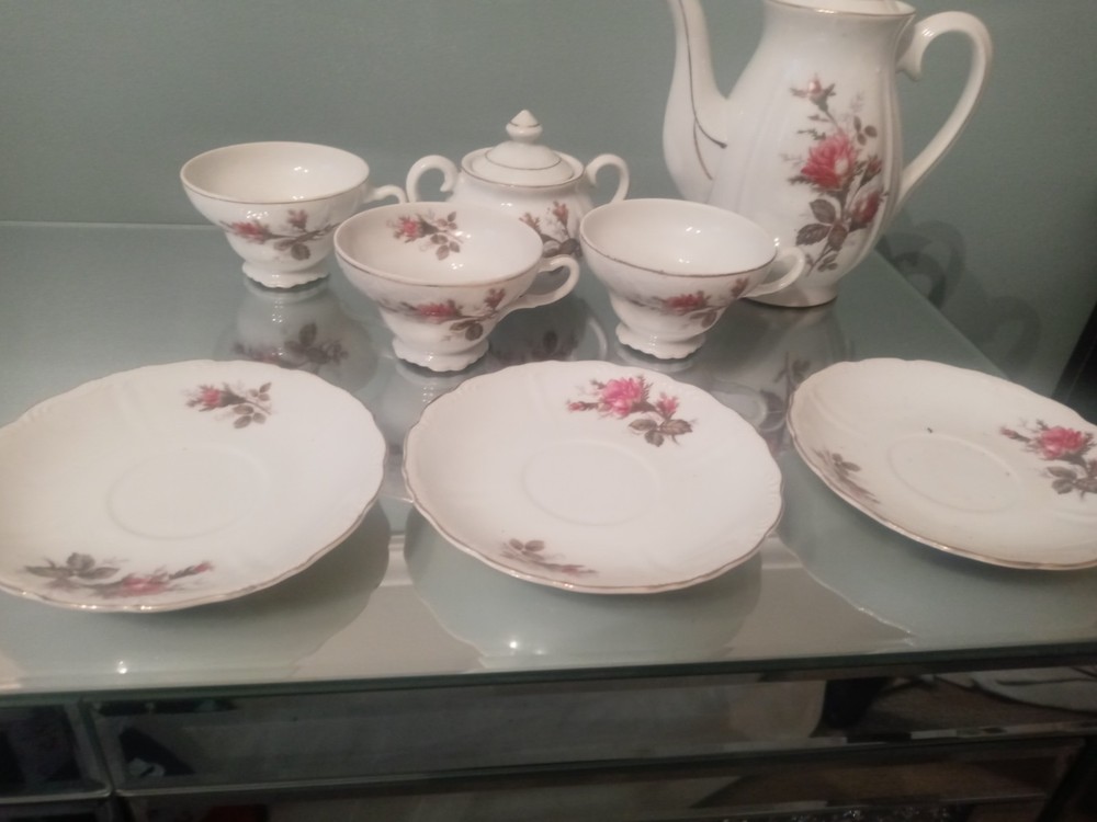 vintage Moss Rose 8 piece china set