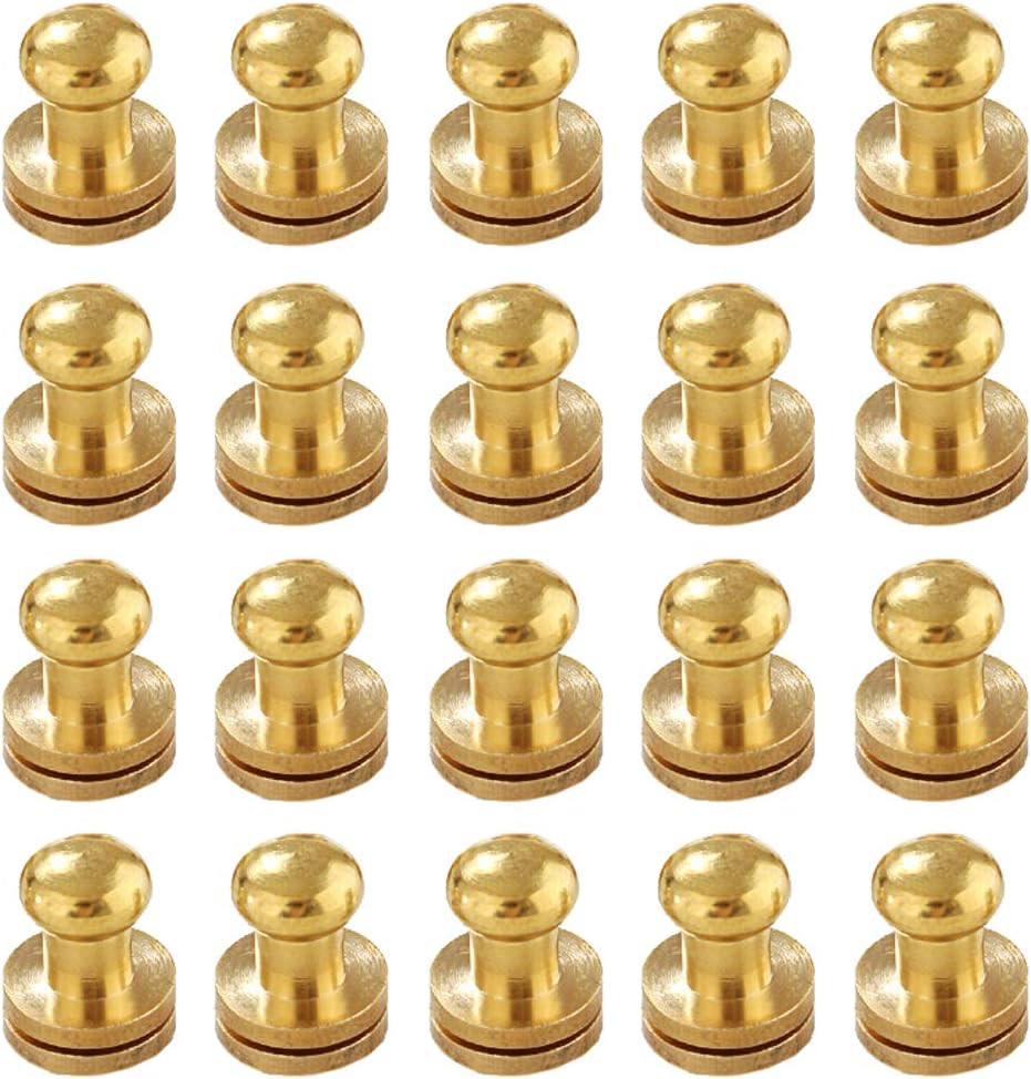 20 Pieces 6Mm round Head Button Studs Brass Leathercraft Studs Buttons Cap Rivet