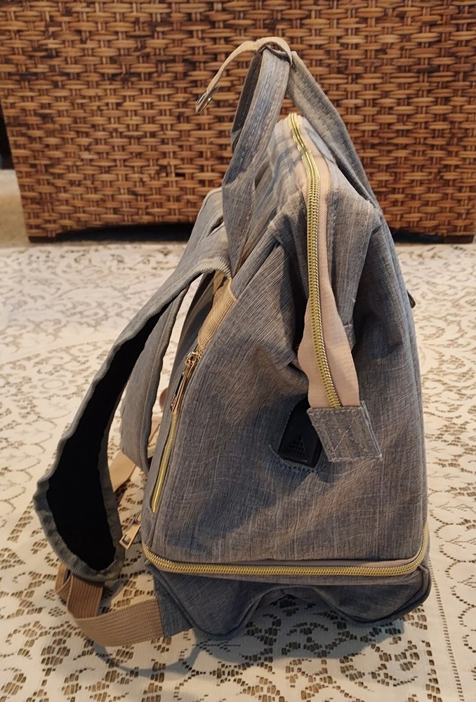Momigo Breast Pump Backpack Bag Double layer Insulation USB Charging Grey Great!