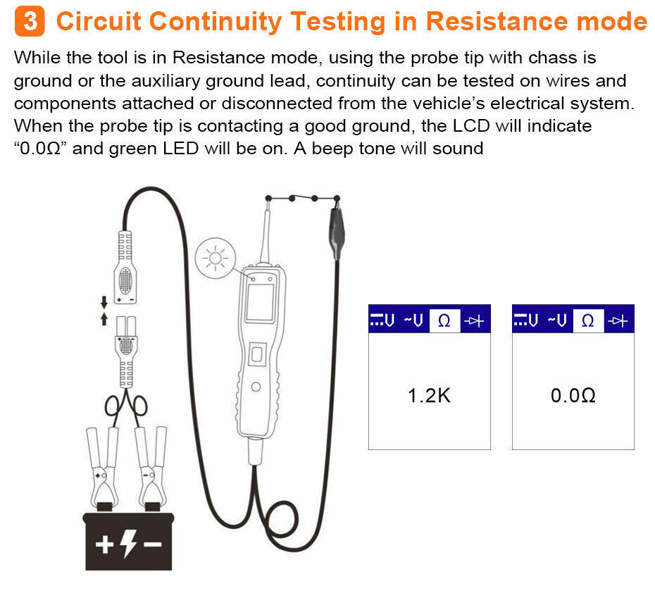 12V 24V Car PowerScan Light Circuit Tester Electrical System Diagnosis KZYEE