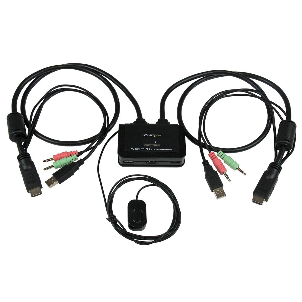 StarTech 2 Port USB HDMI Cable KVM Switch with Audio and Remote Switch USB Power