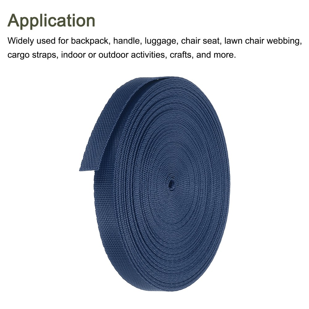 Flat Nylon Webbing Strap 3/8 Inch 10 Yards Dark Blue for Backpack