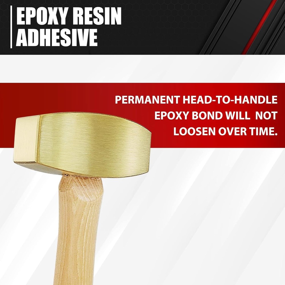 Solid Brass Hammer with Hickory Wood Handle Non Marring Non Sparking 2lb