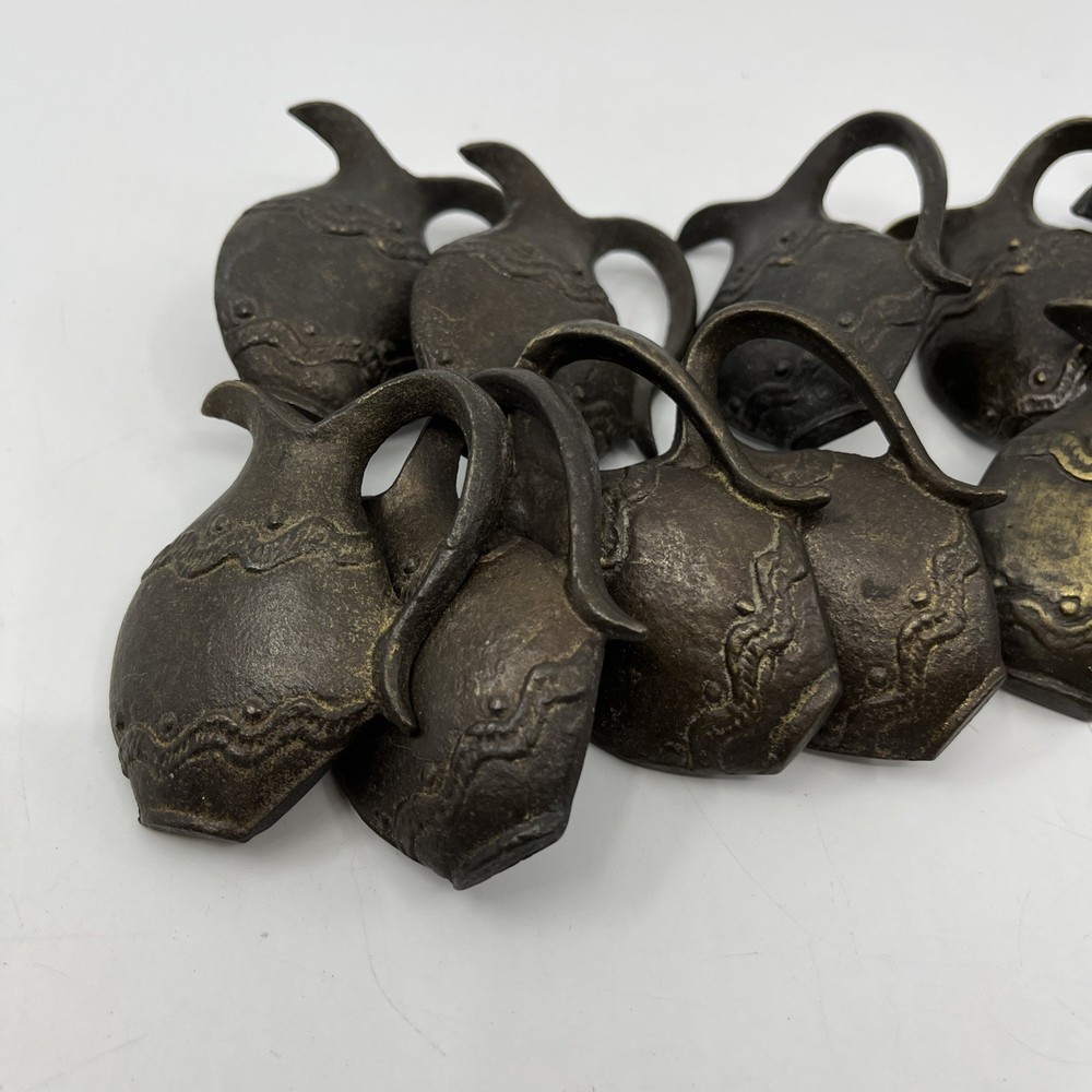 Vtg Solid Brass Distressed Pitcher Ewer Drawer Knobs Pulls Set Of 14 Read 2"