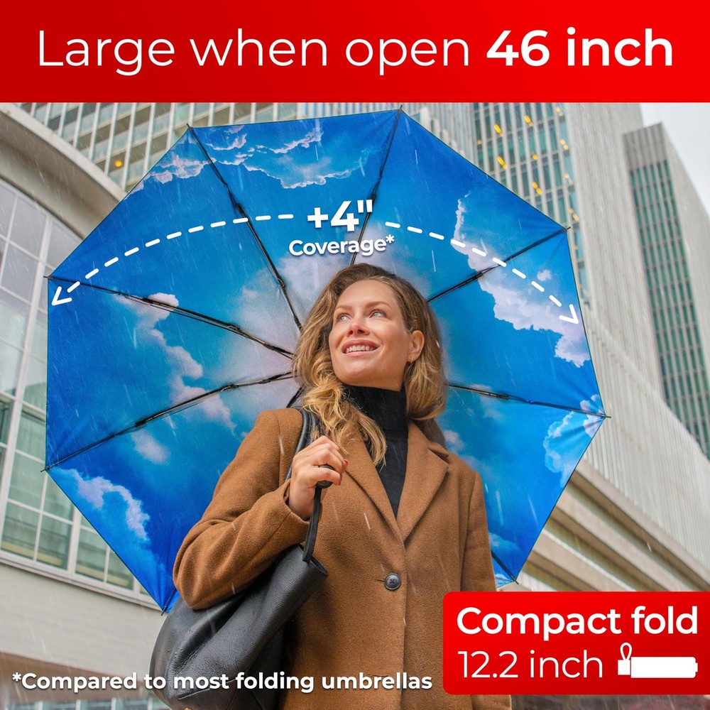 Inverted Windproof Umbrella, Large, Strong, Light, Portable, Automatic Revers...