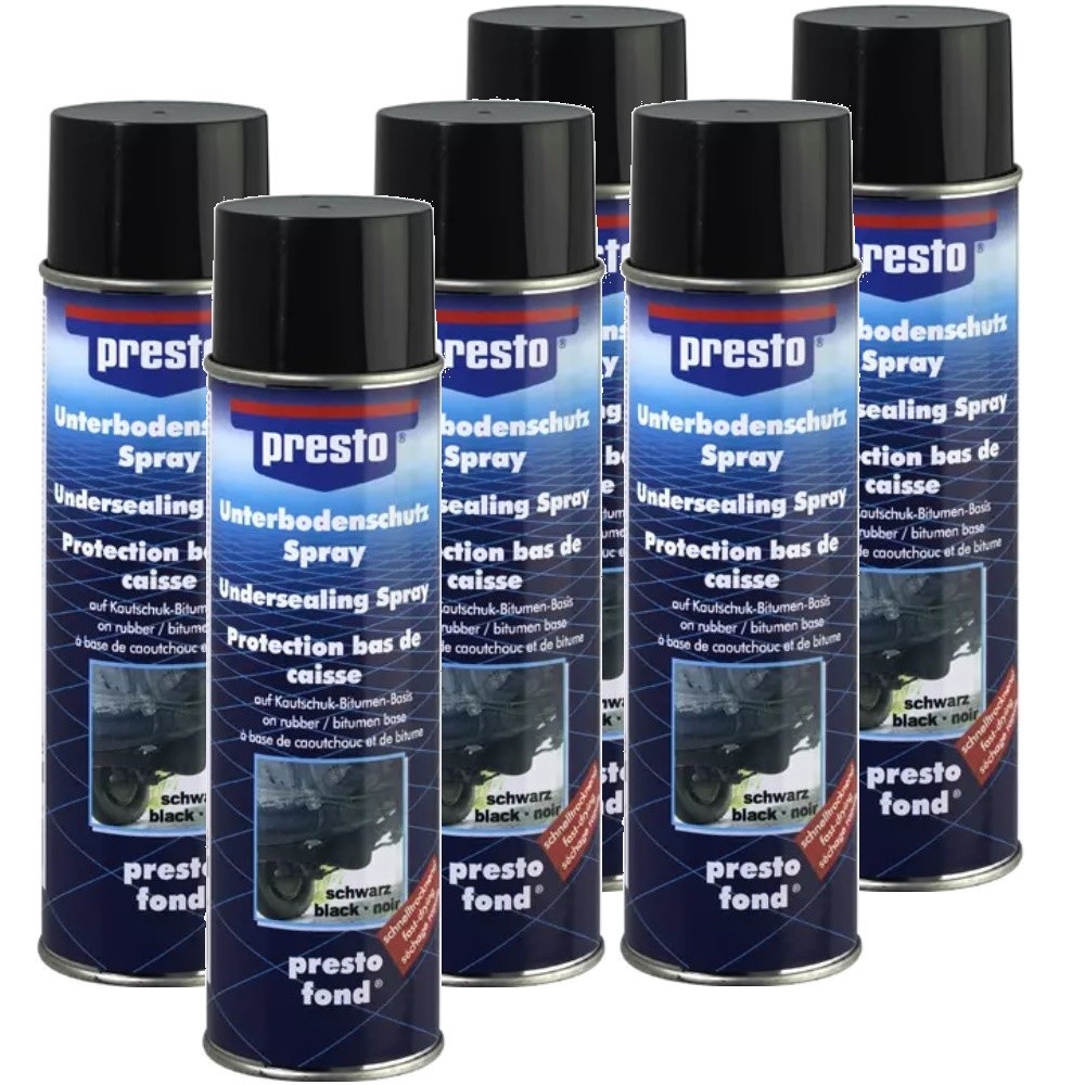 Presto Underbody Protector Bitumen Black. 6x 500ml.