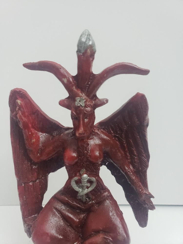 Templar Sabbatic Demon Satan Color Red Size 9"X5" Goat Baphomet Statue Devil