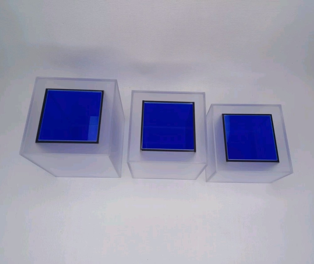 Square Blue Plastic Containers Set For Bathroom