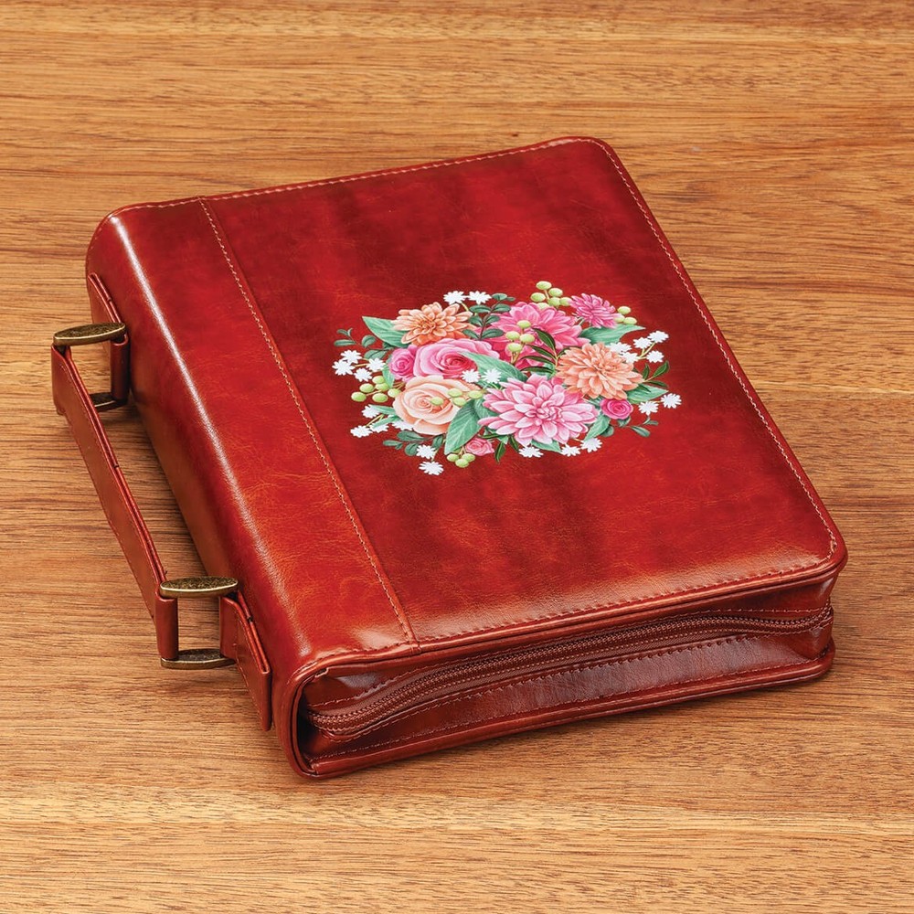 Floral Initial Brown Bible Case