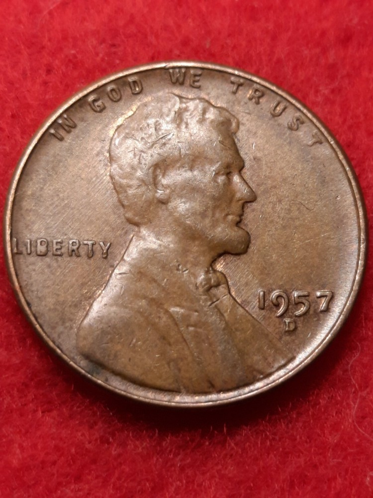 1957 D/D RPM Error Lincoln wheat cent#79