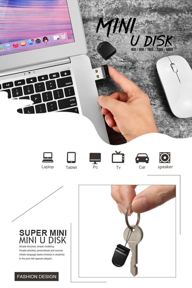 Black Mini Pen U Disk 2GB-512GB PenDrive Disk USB 2.0 Flash Drive Memory Stick