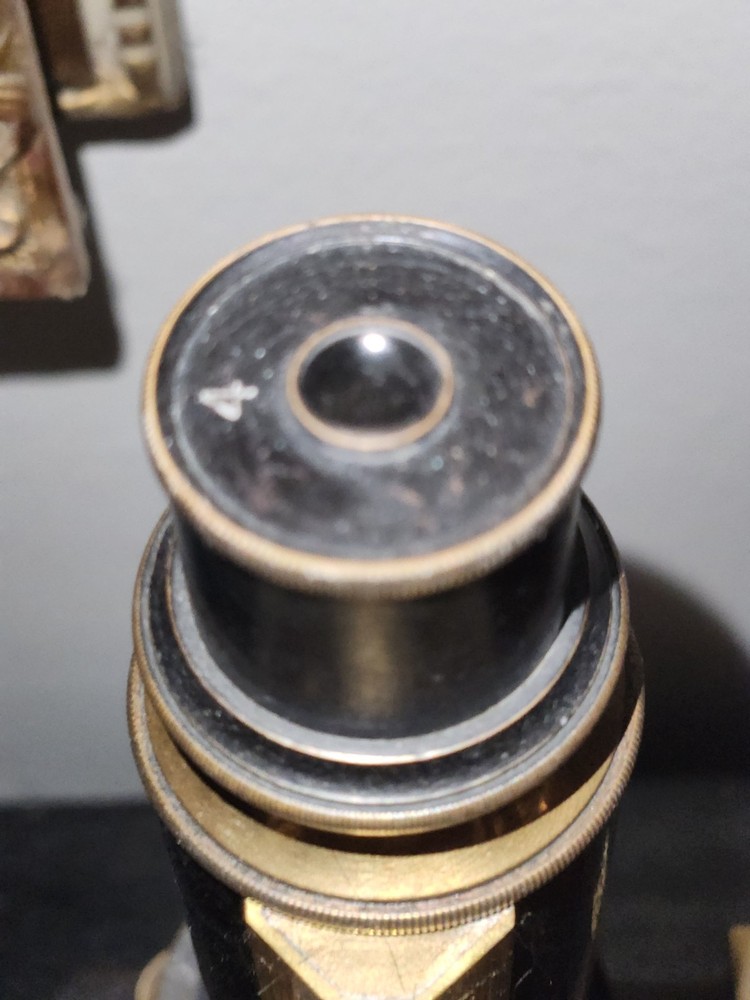 C. 1900 Antique Bausch Lomb Microscope w/ Stage & Light Source