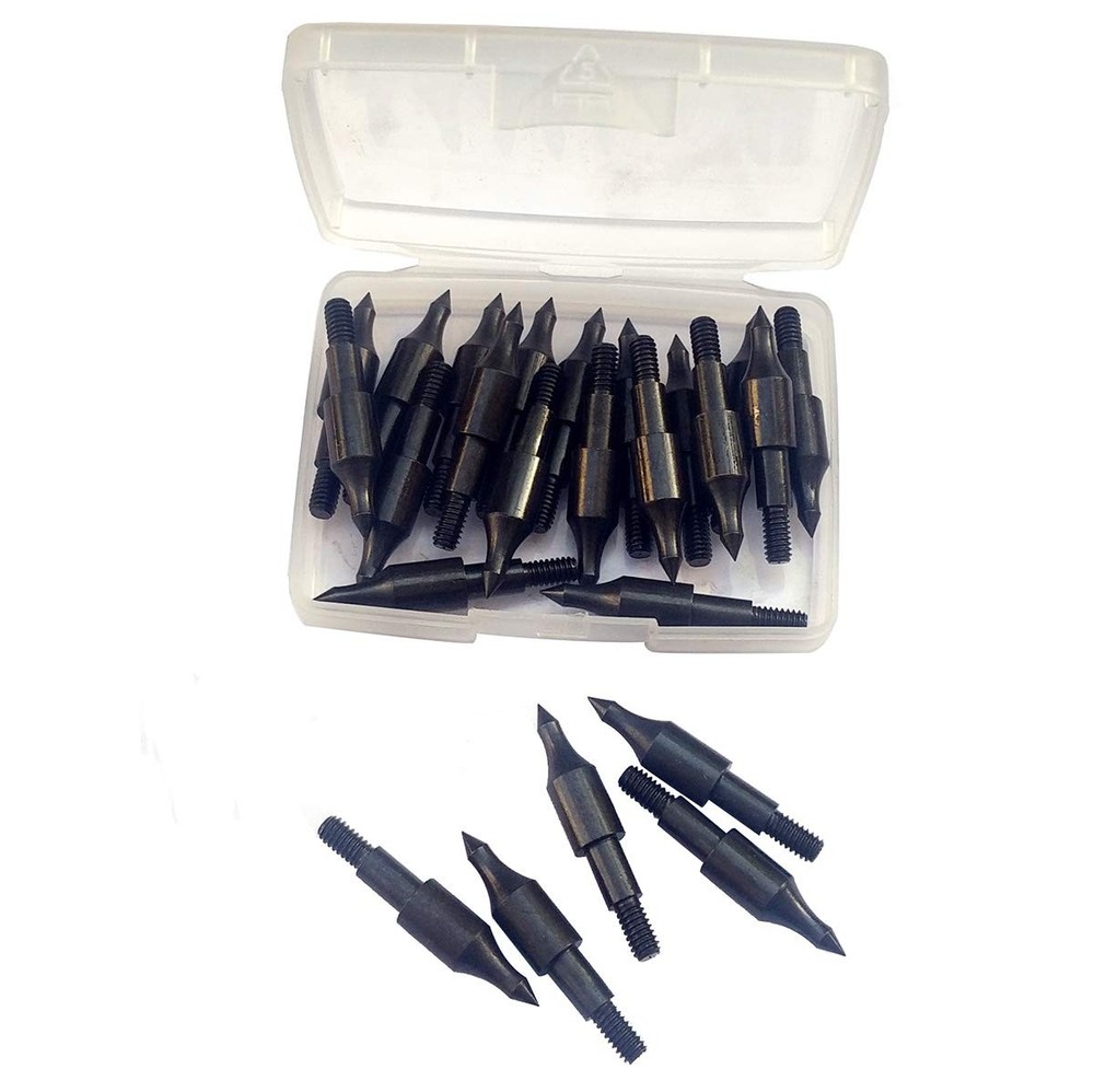 PTOUGE 24 Pcs Steel 100 Grain Archery Arrow Field Points Tips - 1