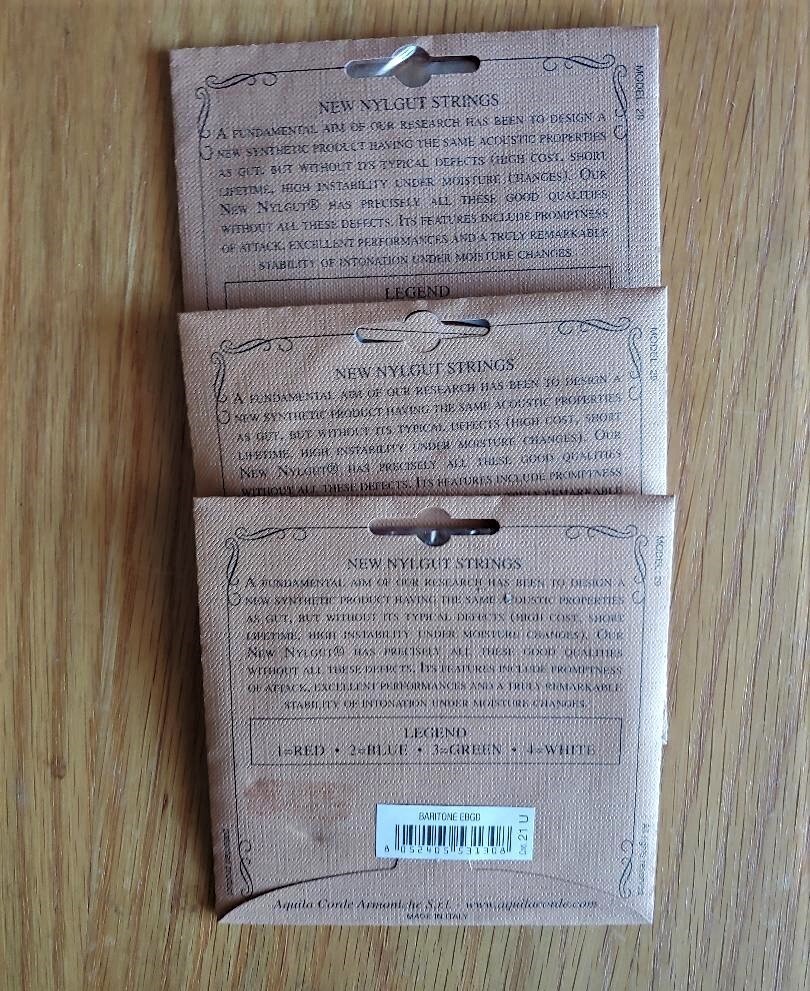 AQUILA Baritone Ukulele Strings 21U (E B G D) X 3 SETS