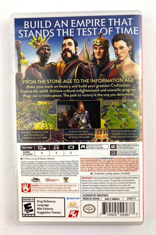 CASE ONLY - Nintendo Switch - CIVILIZATION VI - CASE ONLY