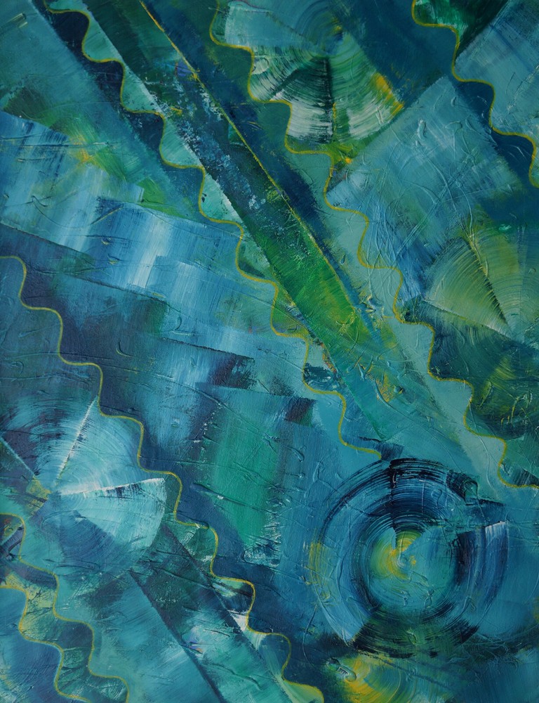 Acrylic Painting Abstract Composition Signed TEMPE (20th) (19)