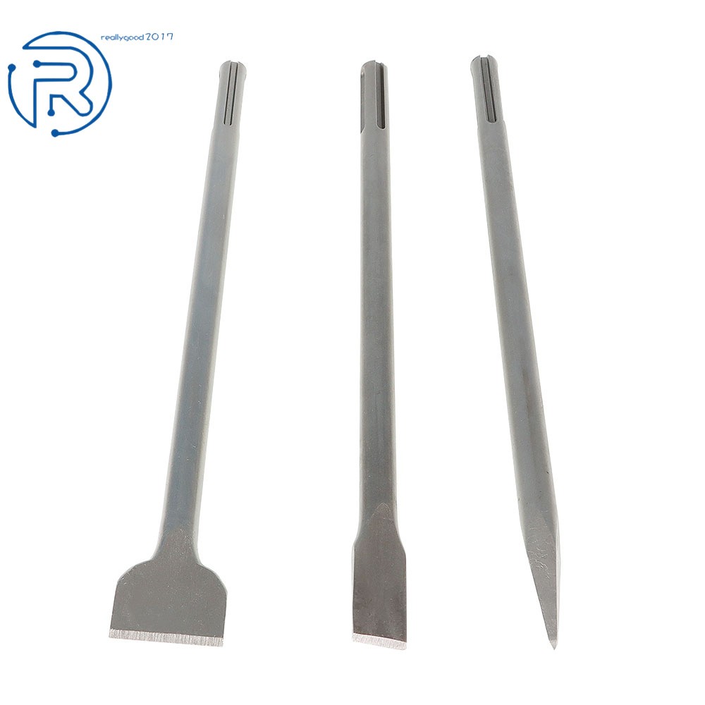 3 Pack Durable 16" SDS Max Bits Set Long-Point Chisel Flat Chisel Scaling Chisel