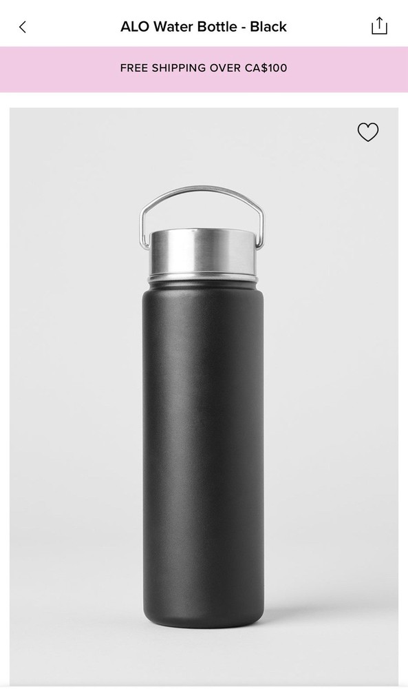 Alo Water Bottle Black NWT