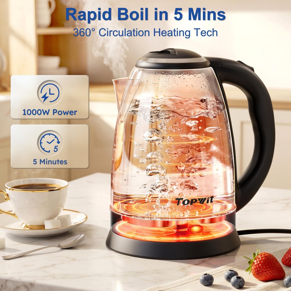 2000ml Stainless Steel Electric Kettle Boiling Water Fast Auto Shut-Off Silver