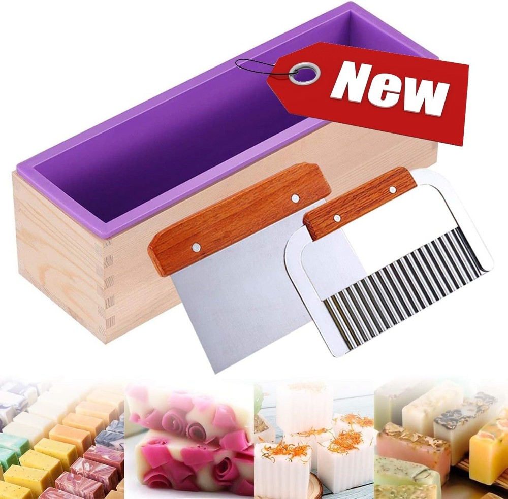 Molde rectangular de silicona de madera de 42 oz con ondas de acero inoxidable