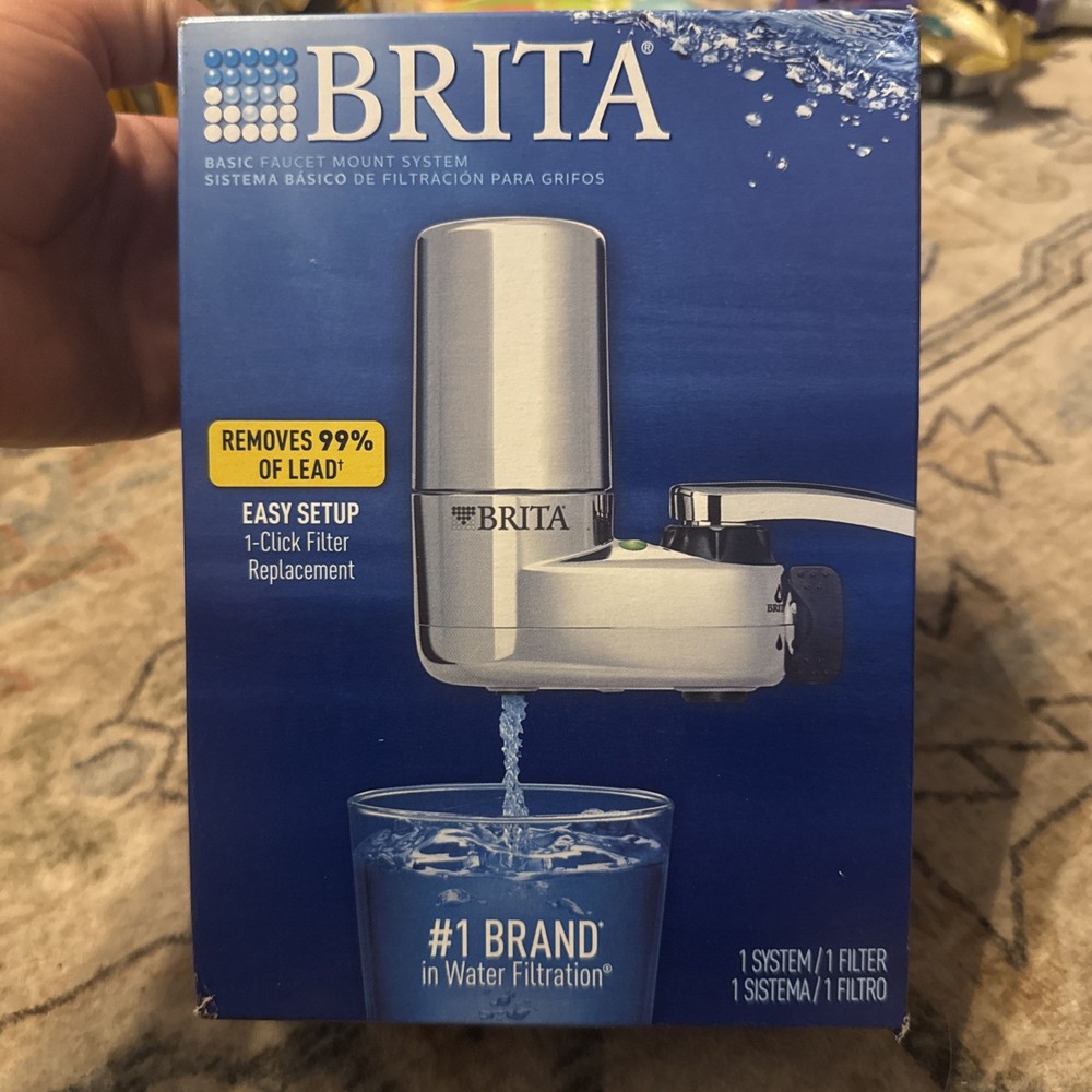 BRITA Basic Faucet Mount System, Chrome, Removes Lead NEW