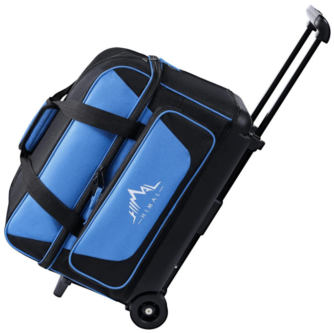 Double Roller Bowling Bag w/ Shoe Compartment (M15), Pocket, 40" Handle