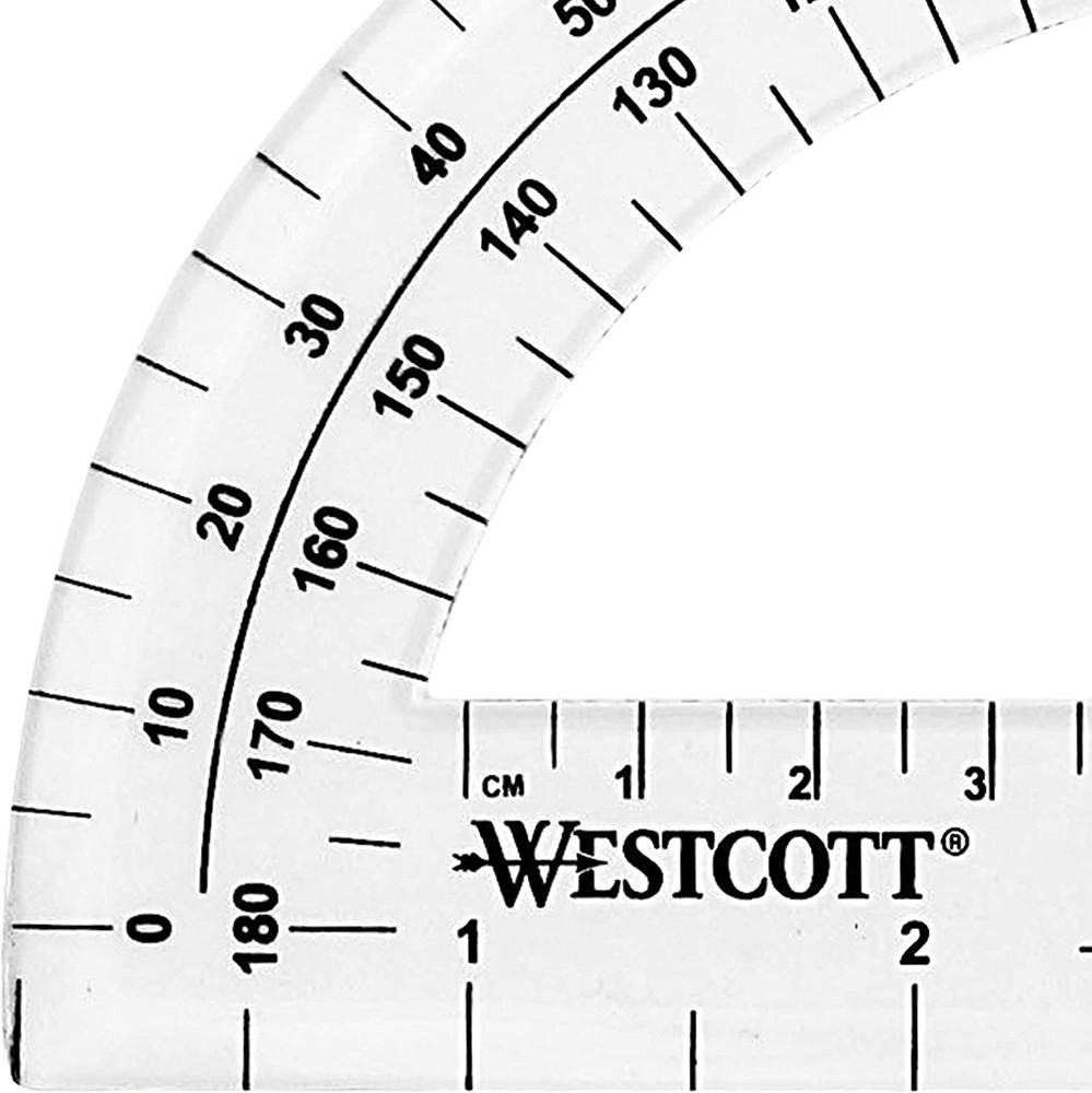 6-Inch Plastic 180 Degree Protractor, Clear