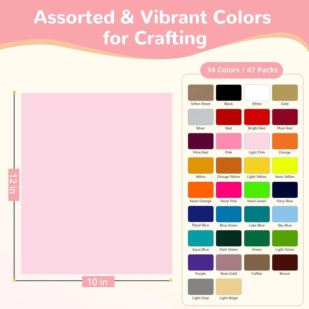 Personalized Gift Maker: 47 Pack Assorted Colors HTV Vinyl - Craft with Ease