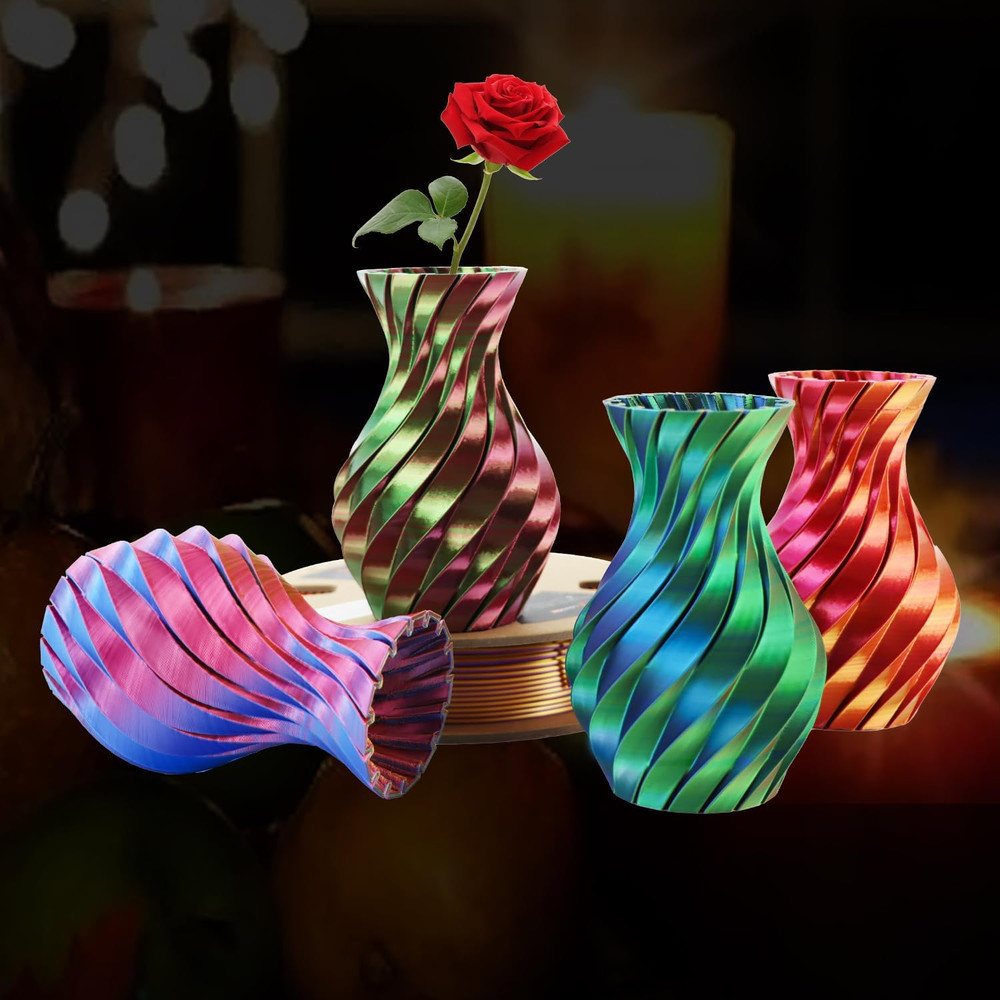 3D PLA Filament 1.75Mm Bundle, Tricolor 3D Printer Filament Bundle, Rainbow Silk