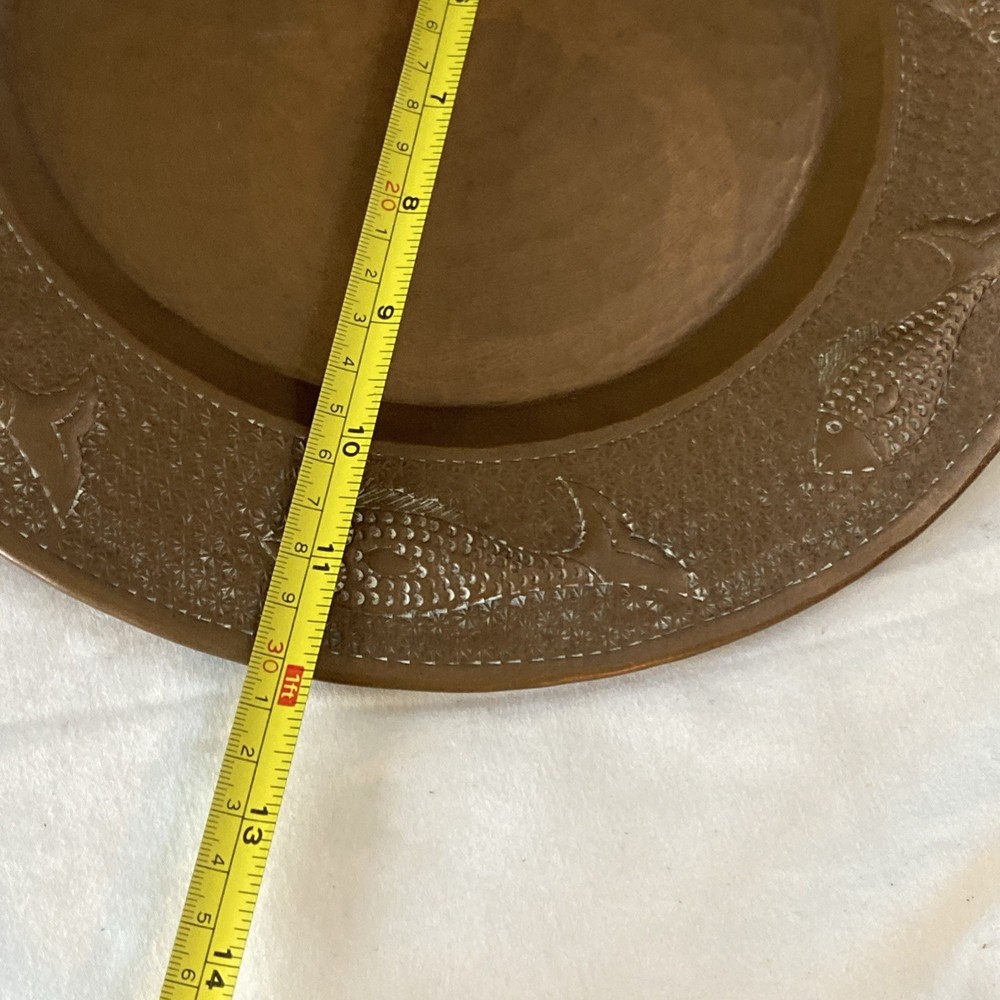 Vintage Solid Copper Plate Fish Motif 12” Wide