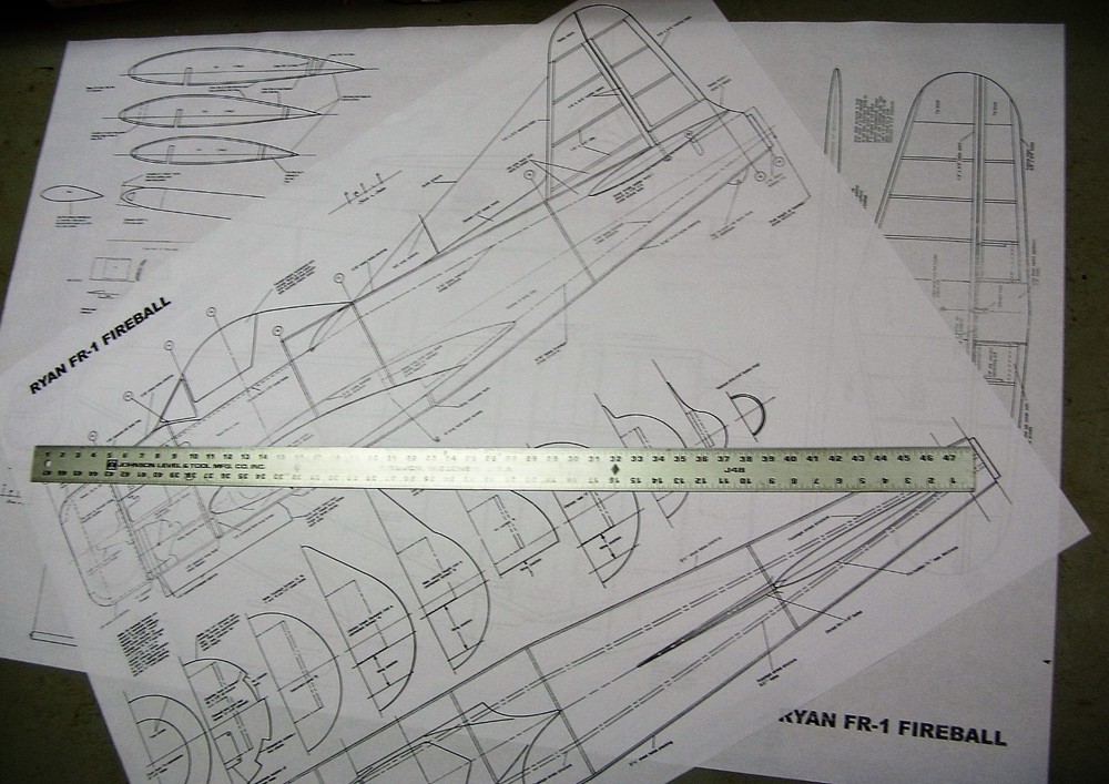 Model Airplane Plans (RC): Ryan FR-1 Fireball Scale 54" for .45-.61 Engine