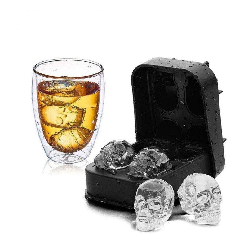 3D Skull Silicone Ice Cube Mold - 1.6'' Easy Release Flexible Silicone