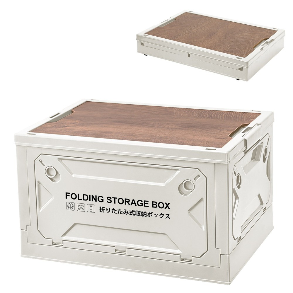 Stackable Storage Bin Outdoor Camping Bin Organizer White/Green Shelf Rack Box