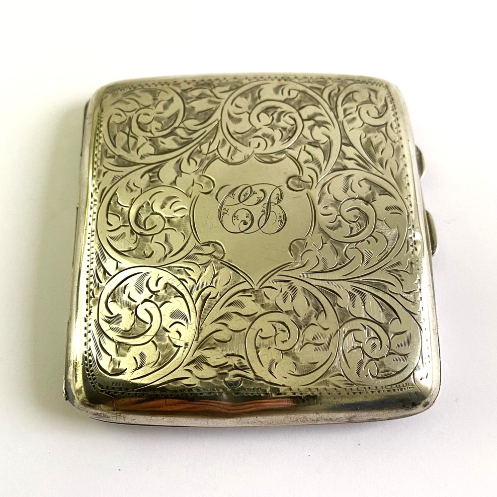 Antique Hallmark Birmingham Silver Engraved Cigarette Case 1925 78g