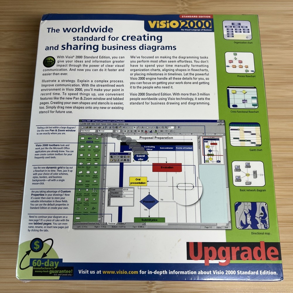 VISIO 2000 Standard Edition UPGRADE PC CD-ROM software new sealed retail box