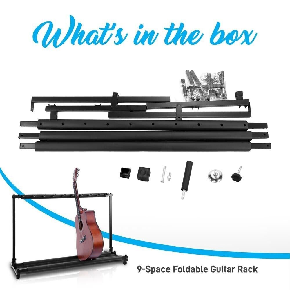 PYLE 9-Space Foldable Guitar Rack stand - Multi-Instrument Floorstand Guitar