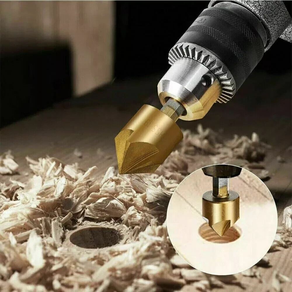 12× Chamfer Countersink Deburring Drill Bit Set Crosshole Cutting Metal Tool Kit