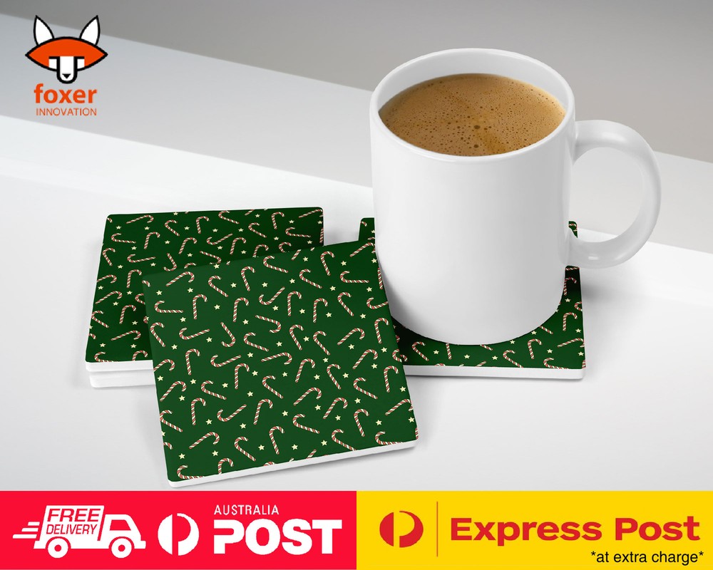 COASTER COFFEE DRINKING MAT|CHRISTMAS CANDY CANE PATTERN #1