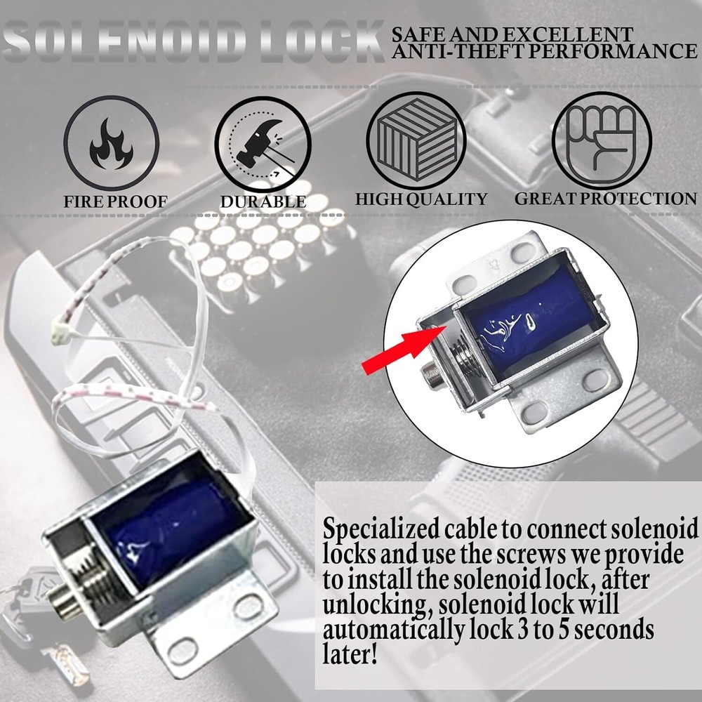 Gun Safe Lock Replacement Solenoid Lock Chrome Digital Keypad Electronic Lock