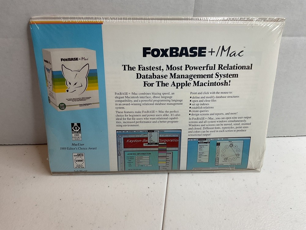Foxbase + Plus Mac Demonstration Package Sealed Apple Macintosh Vintage