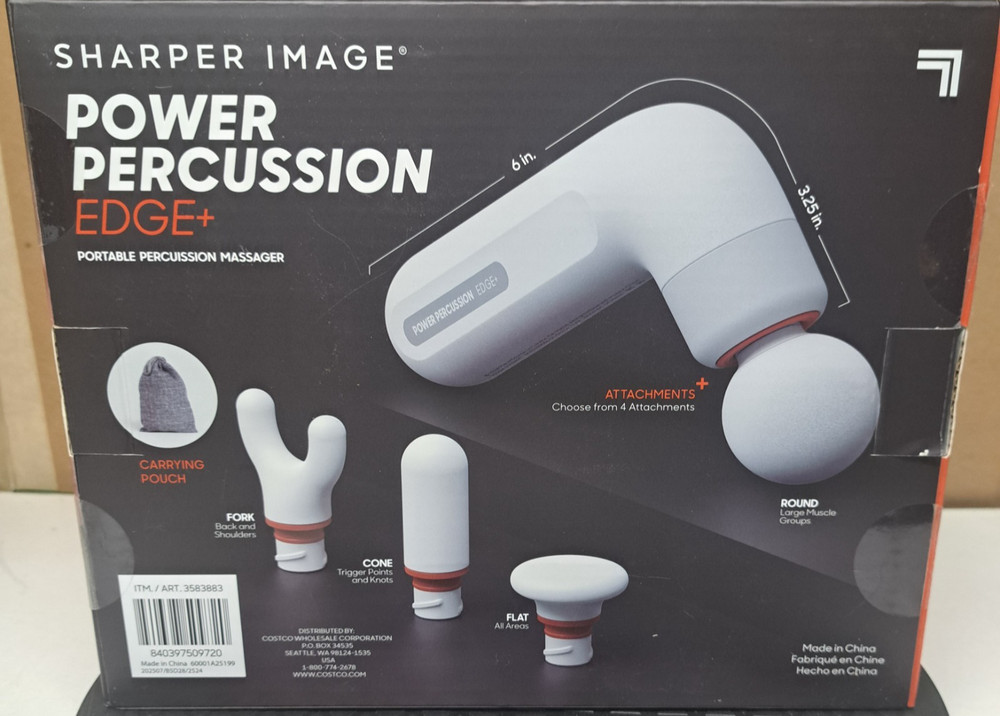 Sharper Image Power Percussion Edge+ Portable Percussion Massager-New