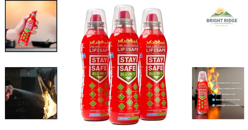 Multi-Purpose Fire Spray for Cooking, Electrical, and -Ethanol Fires, 3 Pack