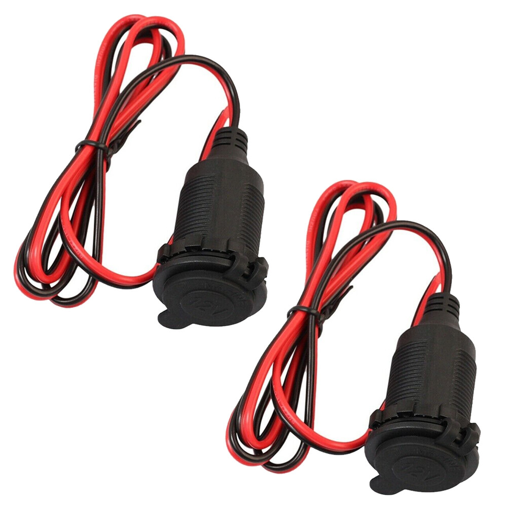 2PCS Car 12v Cigarette lighter Charger Cable Female Socket Plug Connector